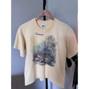 Vintage 90s Vermont Fall‎ Themed T Shirt Yellow